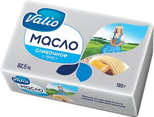 Масло Valio кислосливочное фасованное, м.д.ж. 82,5%, 180г