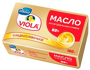 Масло сладкосливочное фасованное Viola, мдж 82%, 180г