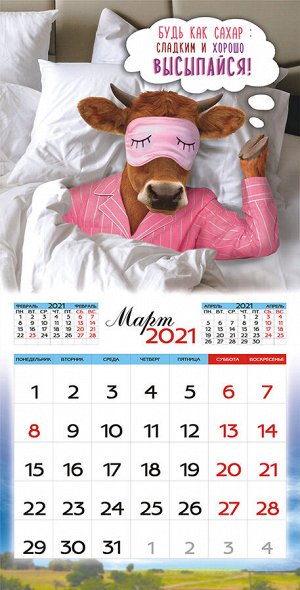 БОЛЬШОЙ перекидной настенный календарь на скрепке на 2021 год "Символ года - Бык"