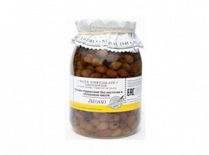 Оливки таджасские без косточки в масле 950 гр (сухой вес 570 гр) Anfosso