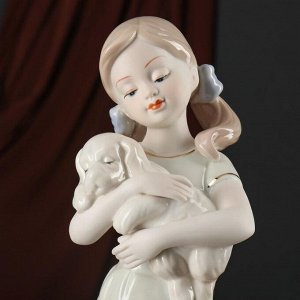 Сувенир керамика "Девчушка с щеночком" 12х7,5х30 см