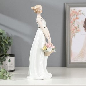 Сувенир керамика "Девушка с корзиной цветов" 30х10х9 см