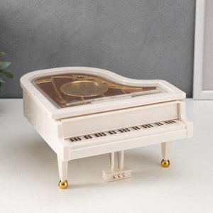 Шкатулка музыкальная механическая "Белый рояль с балериной" 10,5х17,5х18,5 см