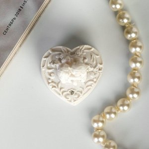 Шкатулка полистоун сердце "Белоснежные ангелочки" 4,3х3,5х3,2 см