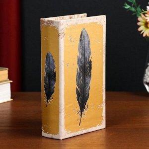 Шкатулка книга-сейф «Перо на золоте», дерево, искусственная кожа, 21?13?5 см