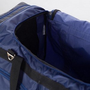 Сумка спортивная, отдел на молнии, 4 наружных кармана, длинный ремень, цвет синий