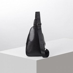 Рюкзак молодёжный на одной лямке, 2 отдела на молниях, наружный карман, цвет чёрный