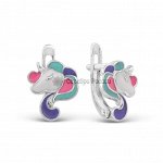 Серьги детские из серебра с эмалью родированные 5035э