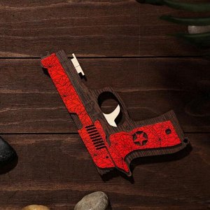 Сувенир деревянный «Резинкострел, красныйранит» + 4 резинки