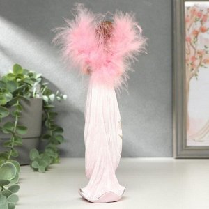 Сувенир полистоун "Ангел-девушка в розовом платье, с букетом" крылья пух 21,5х5,5х5,7 см
