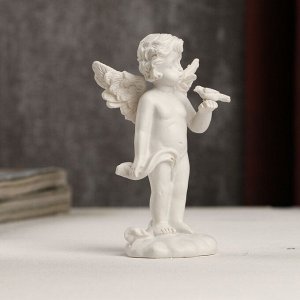 Сувенир полистоун "Ангелочек с птичкой " 9х5х3,5 см