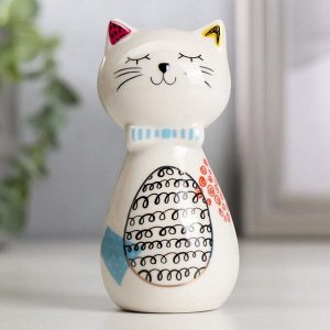 Сувенир керамика "Котик с кудрявым брюшком" цветные пятнышки 10,7х5,2х7,2 см