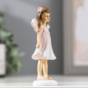 Сувенир полистоун "Ангелочек-девочка в розовом платье с звёздочкой" блеск 11х6,4х3,3 см
