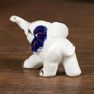 Сувенир керамика "Слонята" белые с синими ушками набор 8 шт 5,4х4х7 см