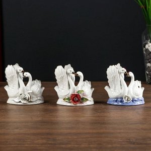 Сувенир керамика "2 лебедя с розой" 10х5,5х11 см