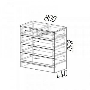 Комод Эра, 800 ? 830 ? 440, Ясень шимо светлый/Ясень шимо темный