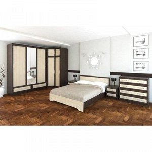 Кровать Модерн 1.4м, 960x1450x2030, Венге/Дуб молочный