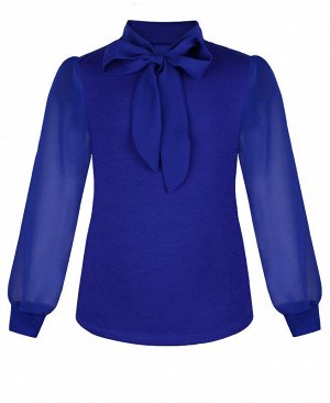 Синяя блузка для девочки с галстуком 809219-ДШ20