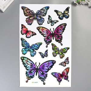 Наклейка пластик интерьерная голография "Бабочки" 50х32 см 3724886