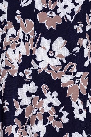 Платье Синий фон/бежевые цветы