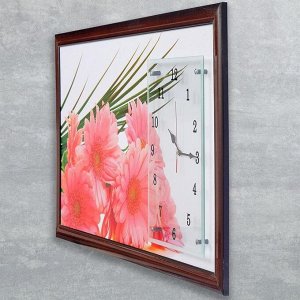 Часы-картина настенные, серия: Цветы, "Герберы", 50х100  см, микс