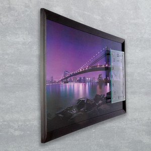 Часы-картина настенные. серия: Город. "Бруклинский мост". микс 50х100 см