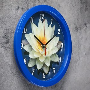 Часы настенные, серия: Цветы, "Кувшинка", плавный ход, d=28 см