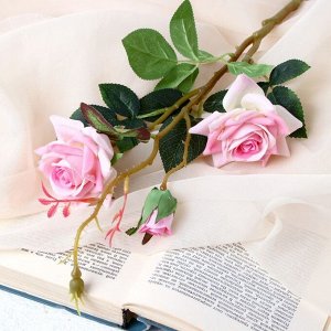 Цветы искусственные "Розы с шипами" 8х40 см розовый
