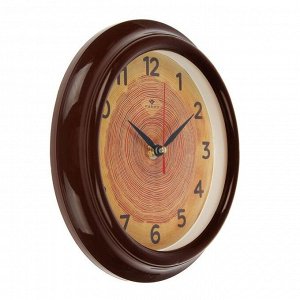 Часы настенные "Срез дерева", "Рубин", 21х21 см