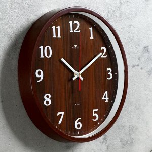 Часы настенные круглые "Дерево", 30 см, обод коричневый