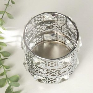 Подсвечник металл, стекло на 1 свечу "Геометрия" серебро 11х9,5х9,5 см