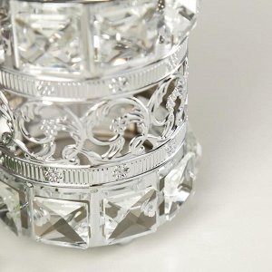Подсвечник металл, стекло на 1 свечу "Кристаллы и цветы" серебро 11,5х8,5х8,5 см
