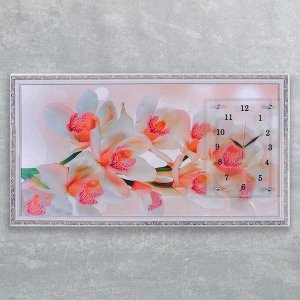 Часы-картина настенные, серия: Цветы, "Ветка орхидеи", 50 х 100 см, микс