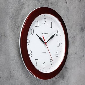 Часы настенные круглые "Классика", коричневый обод, 29х29 см