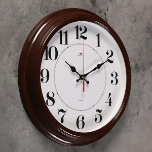 Часы настенные круглые "Классика", 35 см  коричневые Рубин