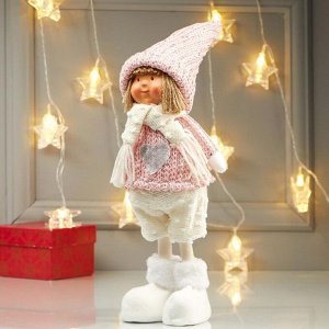 Кукла интерьерная "Мальчик в розовом свитере со звёздочкой" 38х10х14 см