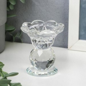 Стеклянный подсвечник на 1 свечу «Цветочек с хрустальным шаром», 7.5?6.8?6.8 см