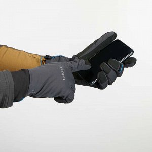 Перчатки для треккинга в горах ветрозащитные взрослые TREK 900 серые FORCLAZ