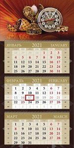 3-СЕКЦИОННЫЙ КАЛЕНДАРЬ С ПОСТЕРОМ ИЗ ОБЪЕМНОГО ПЛАСТИКА С ЧАСАМИ