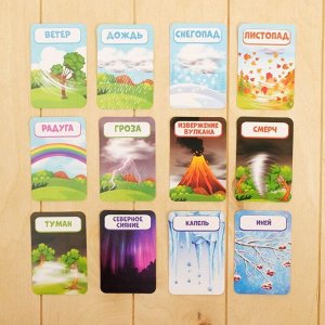 Обучающие часики «Изучаем время» с набором карточек «Мой день» и «Природные явления», по методике Монтессори