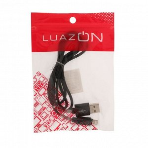 Кабель LuazON, Lightning - USB, 1 А, 1 м, защитная пружина, МИКС