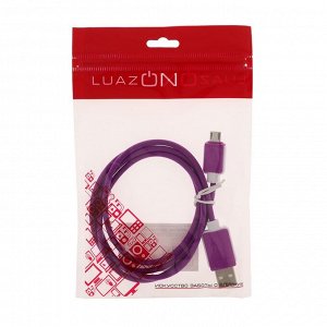 Кабель LuazON, microUSB - USB, 1 А, 1 м, МИКС