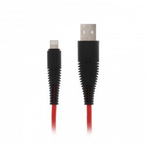 Кабель LuazON, Lightning - USB, 1 А, 1 м, красный