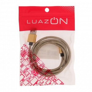 Кабель LuazON, microUSB - USB, 1 А, 1 м, оплётка нейлон, цвет золото