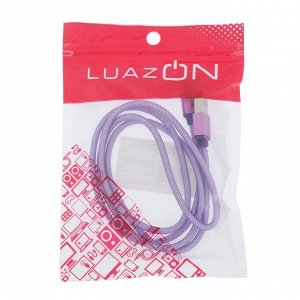Кабель LuazON, micro USB - USB, 1 А, 1м, пластиковое армирование, штекер металл, фиолетовый