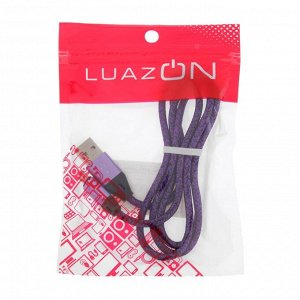 Кабель LuazON, micro USB - USB, 1 А, 1 м, оплётка нейлон, фиолетовый