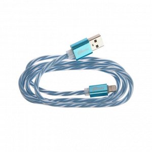 Кабель Ritmix RCC-322, Lightning-USB, 2 А, для синхр/зарядки, силиконовая оплетка, 1 м,синий