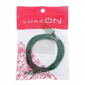 Кабель LuazON, Lightning - USB, 1 А, 1 м, оплётка нейлон, зелёный
