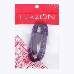 Кабель LuazON, microUSB - USB, 1 А, 1 м, оплётка нейлон, фиолетовый
