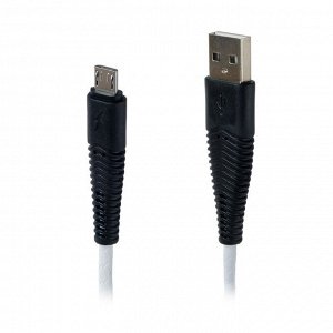 Кабель LuazON, microUSB - USB, 1 А, 1 м, белый с чёрным